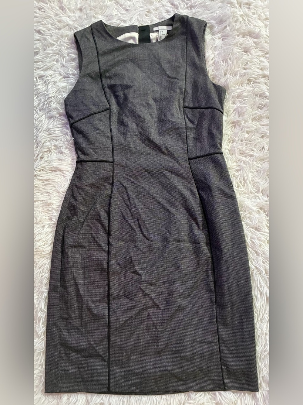 H&M Corporate Career Office Boss Babe Structured Sleeveless Sheath Dress Gray 8